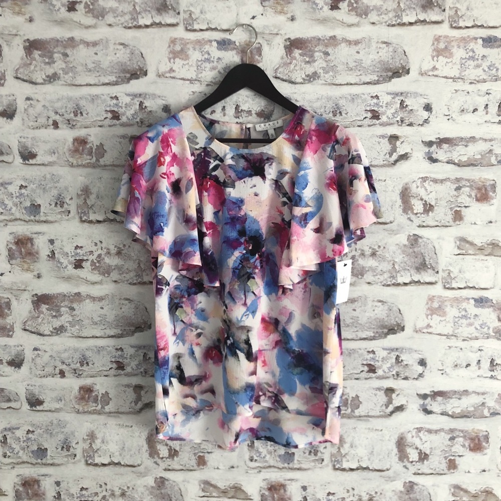 Chaus New York Flutter Sleeve Blouse Size S